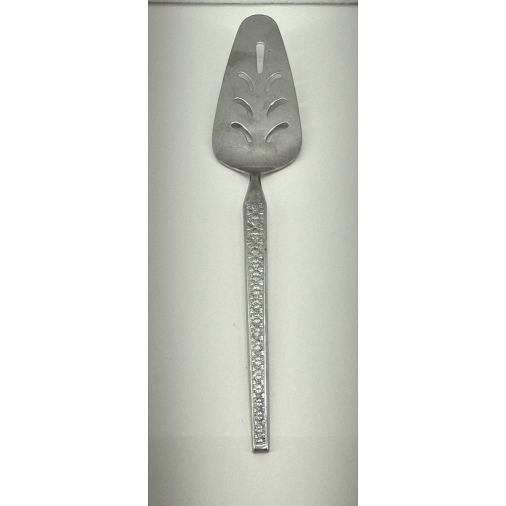 Cosmos Floral Textured Stainless Cake/Pie Server Vintage 10" Slice Spatula